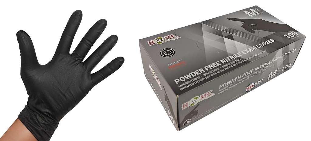Nitrile Disposable Gloves, Powder Free, 100pc, Black, Medium (10 pc/ctn)