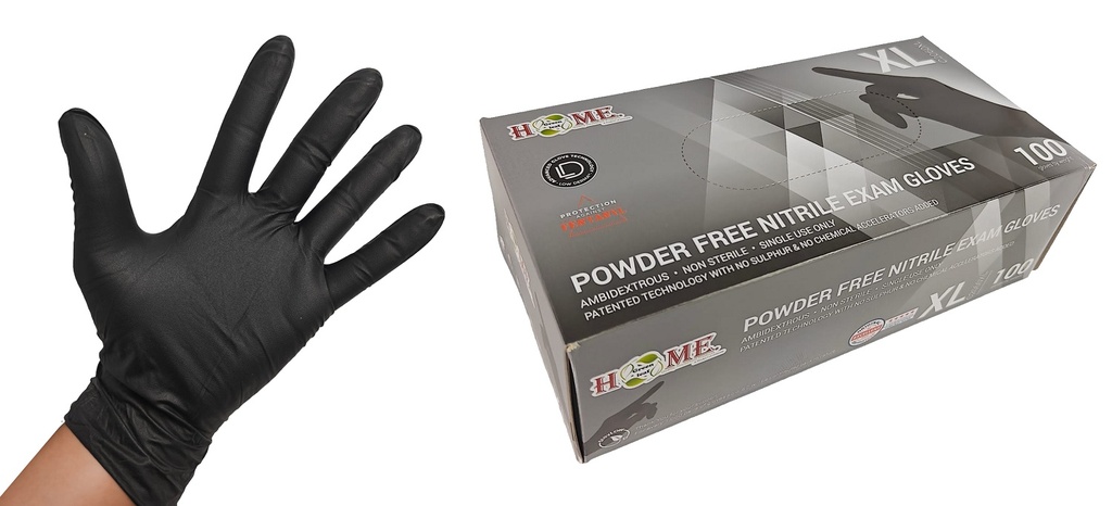 Nitrile Disposable Gloves, Powder Free, 100pc, Black, X-Large (10 pc/ctn)