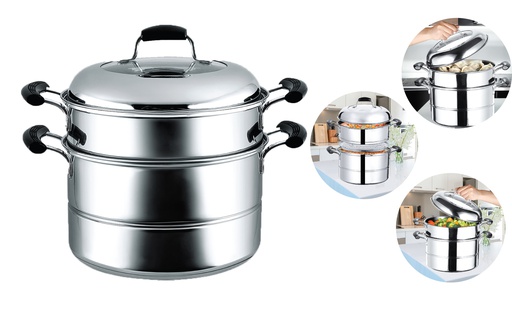 [3020-22] 9" Stainless Steel Double Steamer (6 pc/ctn)