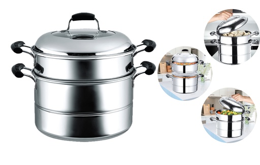 [3020-22] 9&quot; Stainless Steel Double Steamer (6 pc/ctn)