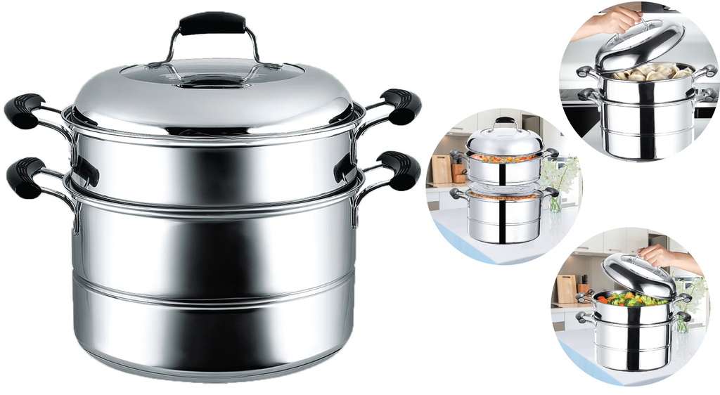 11&quot; Stainless Steel Double Steamer (4 pc/ctn)