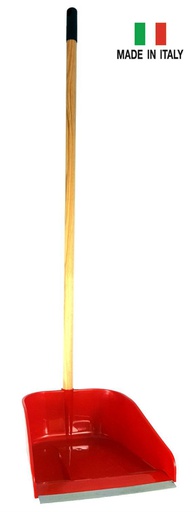 [C21-10442RD] 35" Italian Wood Handle with Large Red Dust Pan (12 pcs/ctn)