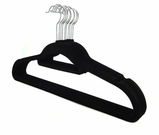 [18119BK] 10 pc Black Clothes Hangers with Steel Hook (12 sets/ctn)