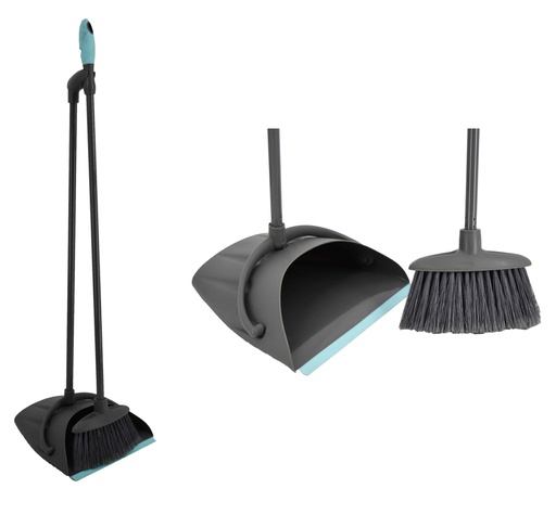 [C21-10461] Long Handled Gray Dust Pan and Broom Set (12 sets/ctn)
