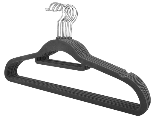 [18119GY] 10 pc Gray Clothes Hangers with Steel Hook (12 sets/ctn)