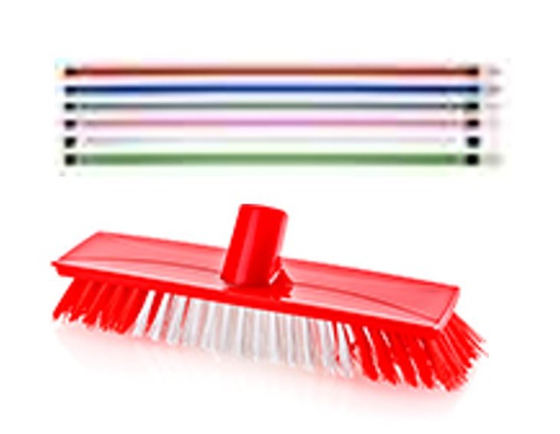 [C21-10570] Tough Push Broom with Handle, Mixed Colors (22 pcs/ctn)