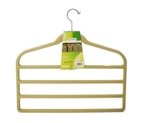 [18123] 2 pc Cream Flocked Pants Hangers with 4 Layers (12 pcs/ctn)