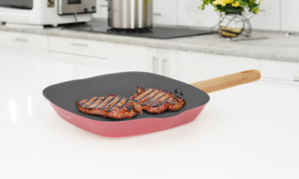 11"(28cm) Non-Stick Alum. Square Grill Pan, Induction Compatible Bottom(6 pc/ctn)