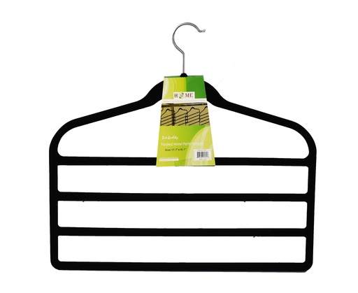 [18123B] 2 pc Black Flocked Pants Hangers with 4 Layers (12 sets/ctn)