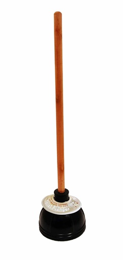 [C21-16730] 20" Wooden Handle Black Toilet Plunger (24 pcs/ctn)