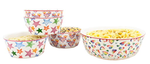 [6961] 5 Pcs Set New Bone China Pasta Bowels/Mixing Bowl (2 set/ctn)