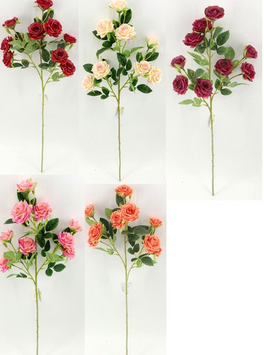 [FL6608] 65cm Rose Spray, 9 Flowers (240 pc/ctn)