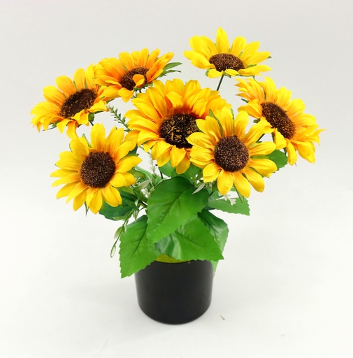[FL6307] 7 pc Big Sunflower Bouquet, Potted Flower,33cm H (12 pot/ctn)