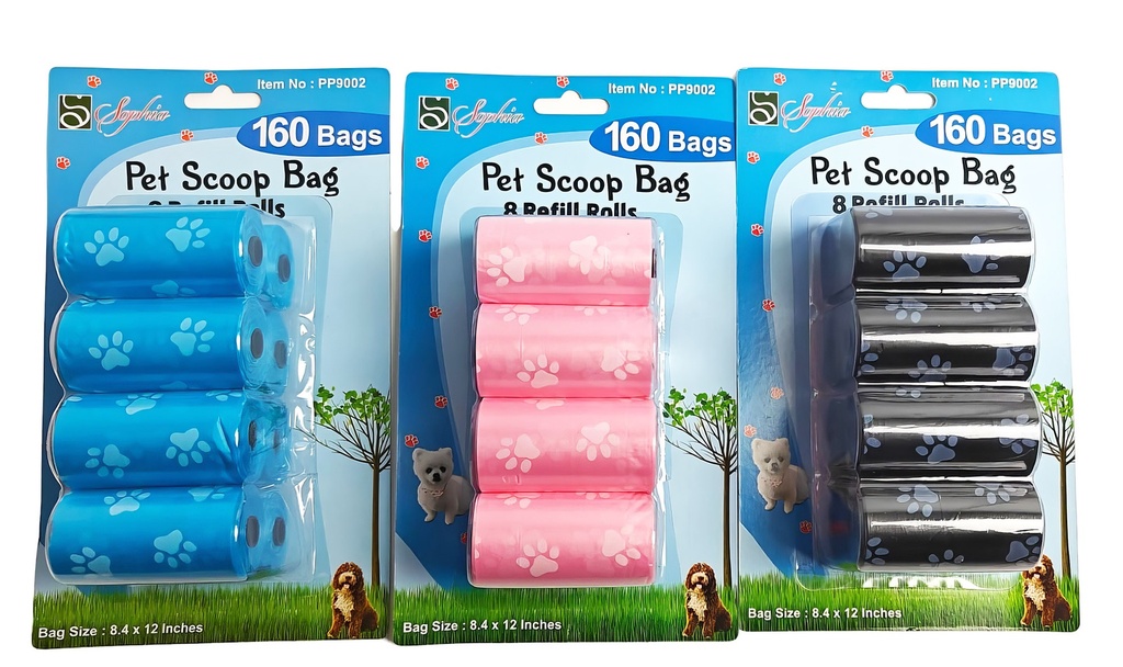 160 Scoop Bags, 20 x 8 Roll Set, mixed color  (12 set/ctn)
