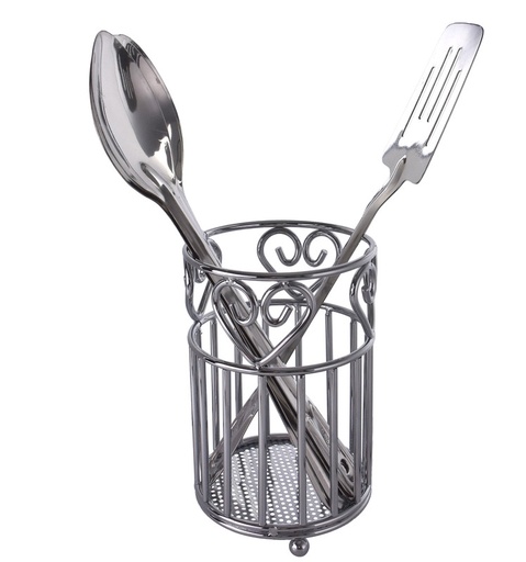 [18135] 7"x4.7"x4.7" Chrome Plated Iron Utensil Holder (12 pcs/ctn)