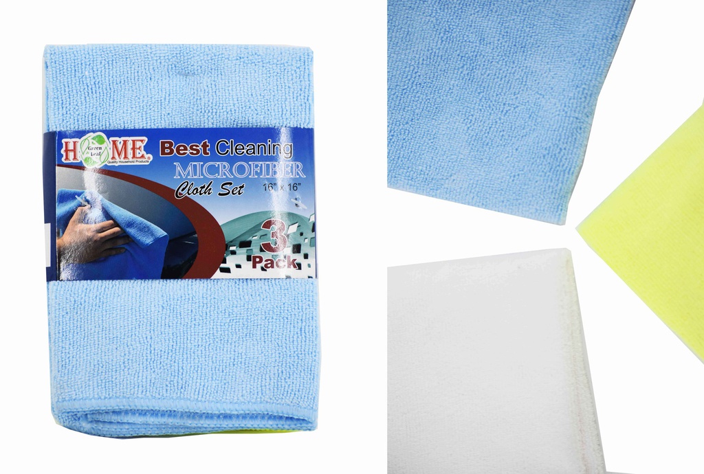 3 pc 16"X16" Microfiber Cleaning Cloths (36 sets/ctn)
