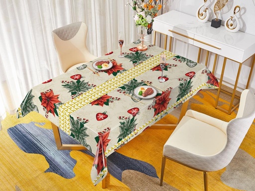 [TC670501] 300gsm 54" PVC Metallic Embossed Tablecloth, Christmas Design (40 Yard/Roll)