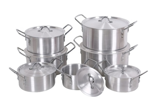 [9812] 14 pc Heavy Duty Aluminum Stock Pot Set, 14,16,18,20, 24, 26cm(4 set/ctn)