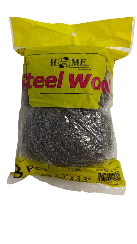8 pc Steel Wool Soap Pads, #4 (12 bag/ctn)