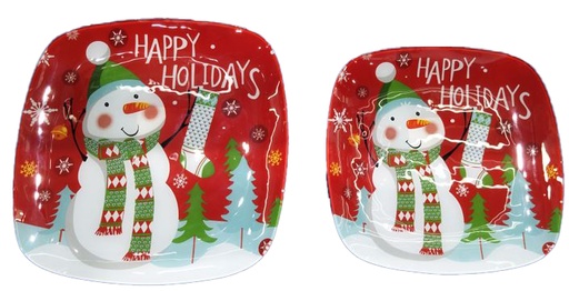 [CA204-170R] 17" Glass Christmas Square Bowl (12 pcs/ctn)