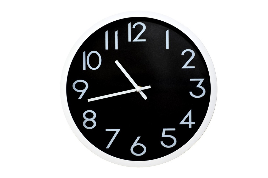 12" White Plastic Wall Clock with Black Face (6 pcs/ctn)