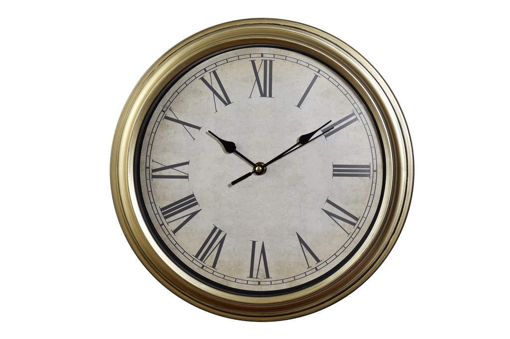 12.5&quot; Gold Plastic Wall Clock (6 pcs/ctn)