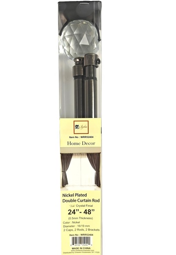 [WRR52404] 28-48" Double Crystal Rod set, Black Nickel (10 set/ctn)