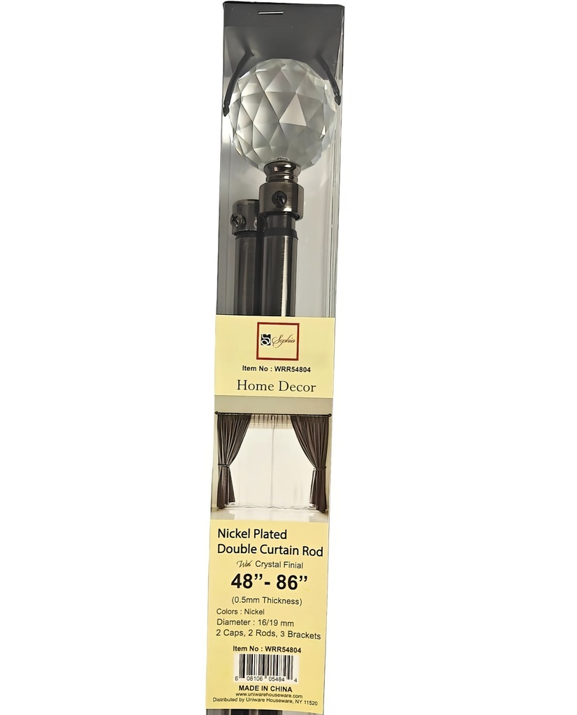 48-86" Plated Curtain Rod, Black Nickel (10 pc/ctn)