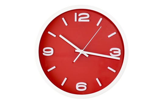 [CL390RD] 12" Red Round Plastic Wall Clock (6 pcs/ctn)