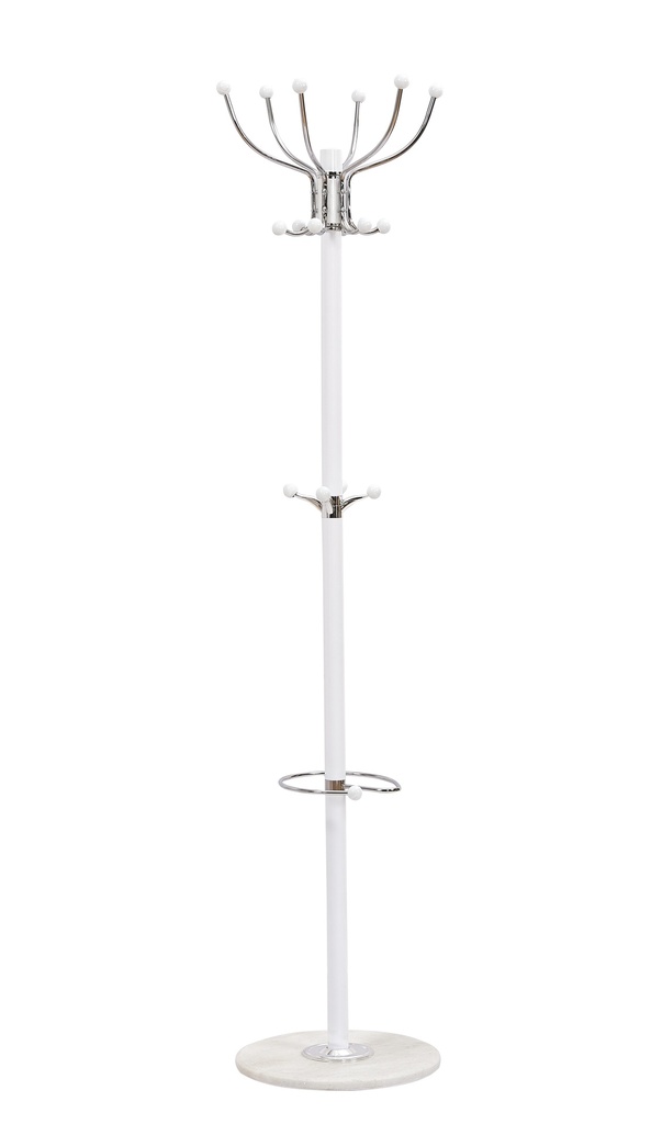 Powder Coated White Metal Coat Rack w Chrome Hook (1 pcs/ctn