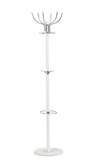 [CR0256-WH] Powder Coated White Metal Coat Rack w Chrome Hook (1 pcs/ctn