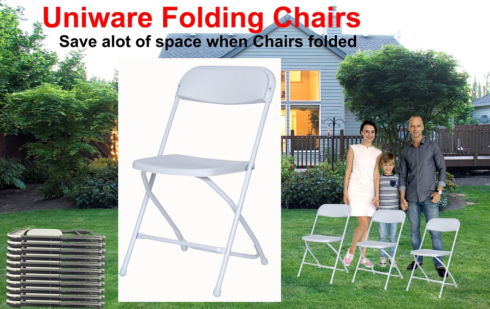 31.3" White Folding Chair with PP Seat and Back (12 pcs/ctn)
