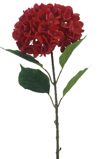 [FL6501-RD] Hydrangea, 22cm, w. 68cm Stem, 4 Leaves, Red (240 pc/ctn)