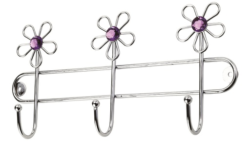 [18333-3] 3 Mountable Flower Design Hooks (24 pcs/ctn)