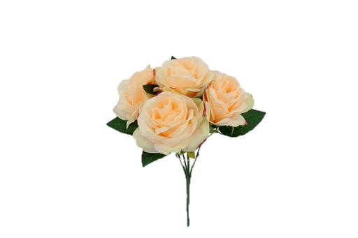 [FL6605-WG] 5 pc White Golden Rose Head (72 pcs/ctn)