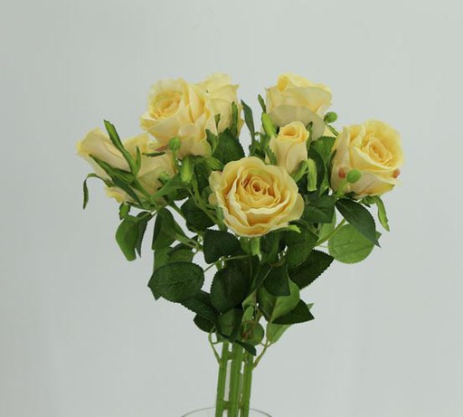 [FL6607-YGV] 7 pc Yellow Green Rose Bouquet (36 pcs/ctn)