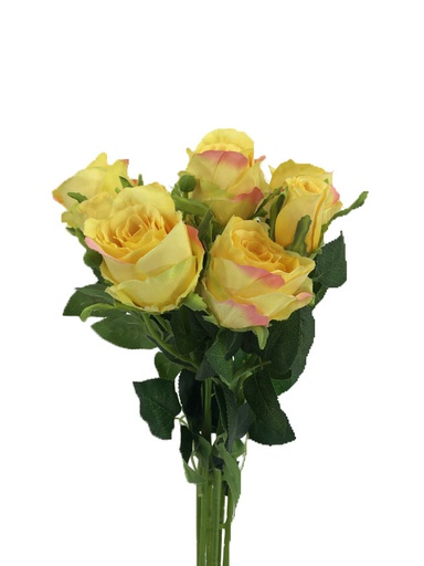 [FL6607-YP] 7 pc Yellow Pink Rose Bouquet (36 pcs/ctn)