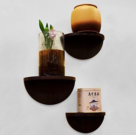 [FS40004] 3 pc Half Moon Wooden Floating Wall Shelves (8 sets/ctn)