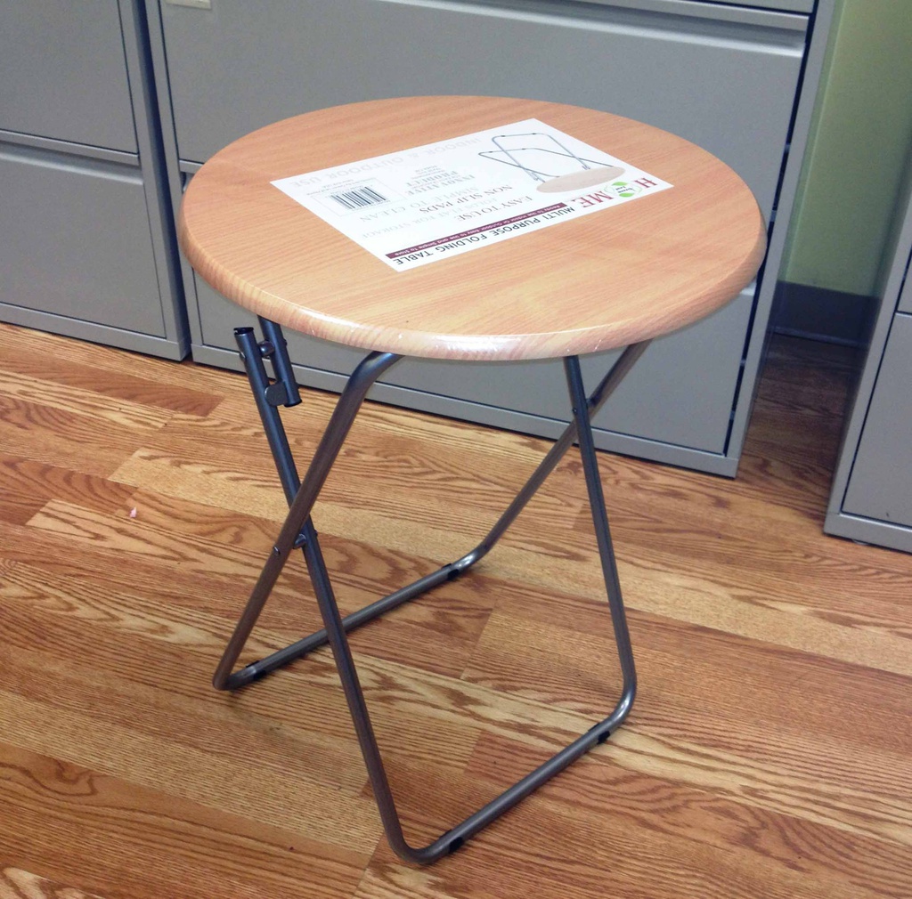 19" Natural and Dark Brown Round Folding Table (6 pcs/ctn)