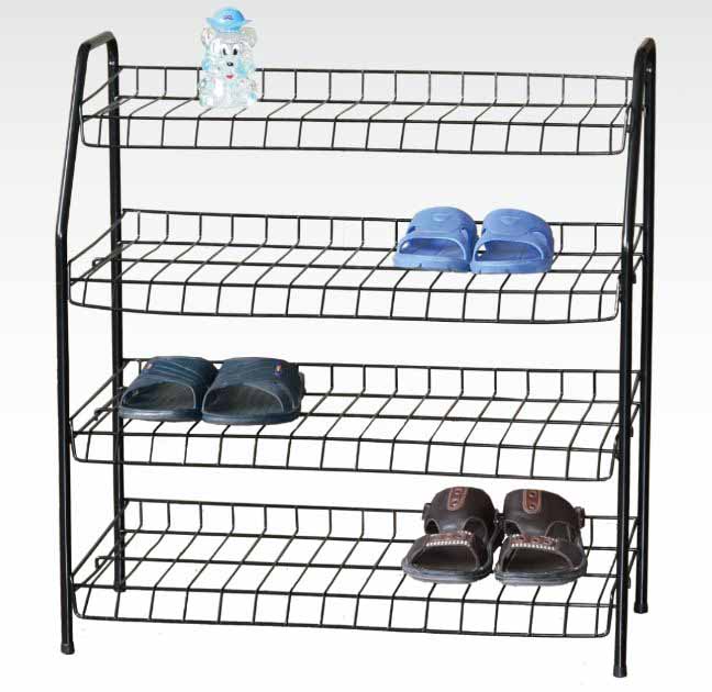 4 Tier Black Metal Shoe Rack (6 pcs/ctn)