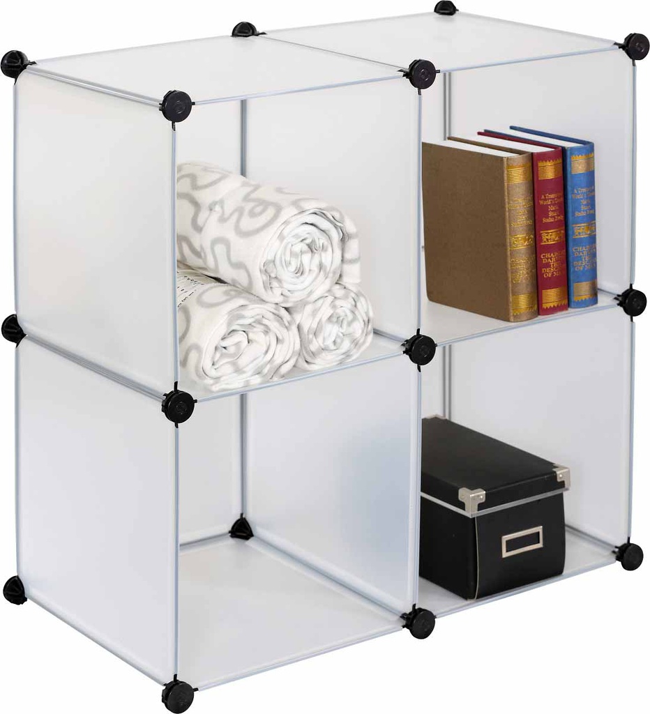 4 White 13.8" Plastic Cubic Storage Set (5 sets/ctn)