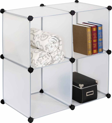 [FW5030] 4 White 13.8" Plastic Cubic Storage Set (6 sets/ctn)