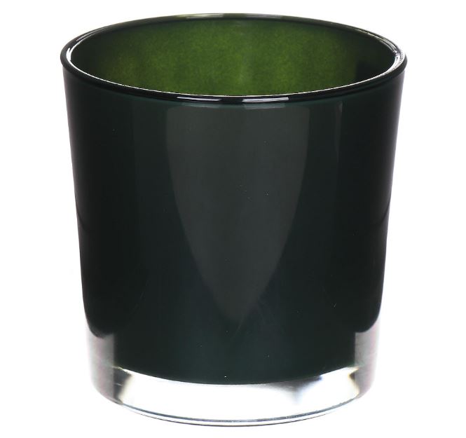 D13xH13 cm Heavy Duty Dark Green Cylinder Glass Vase (6 pcs/ctn)