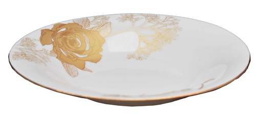 [GA201-95] 9.5" Opal Glass Gold Flower Soup Plate (36 pcs/ctn)