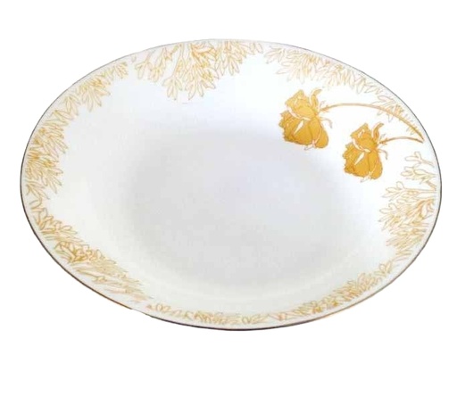 [GA202-110] 11" Opal Glass Gold Flower Shallow Bowl (12 pcs/ctn)