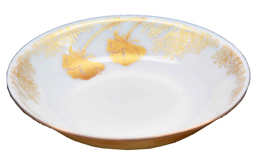[GA202-75] 7.5" Opal Glass Gold Flower Shallow Bowl (36 pcs/ctn)