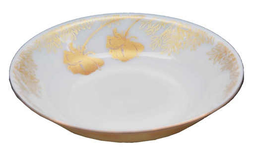 [GA202-95] 9.5" Opal Glass Gold Flower Shallow Bowl (18 pcs/ctn)