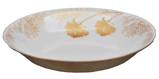 [GA202-85] 8.5" Opal Glass Gold Flower Shallow Bowl (18 pcs/ctn)