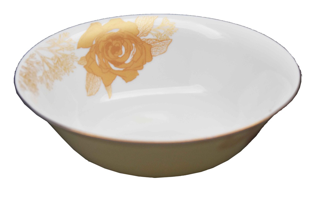 10.5&quot; Opal Glass Gold Flower Deep Bowl (18 pcs/ctn)