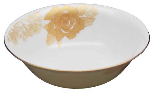 [GA203-90] 9" Opal Glass Gold Flower Deep Bowl (18 pcs/ctn)